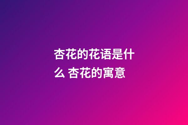 杏花的花语是什么 杏花的寓意